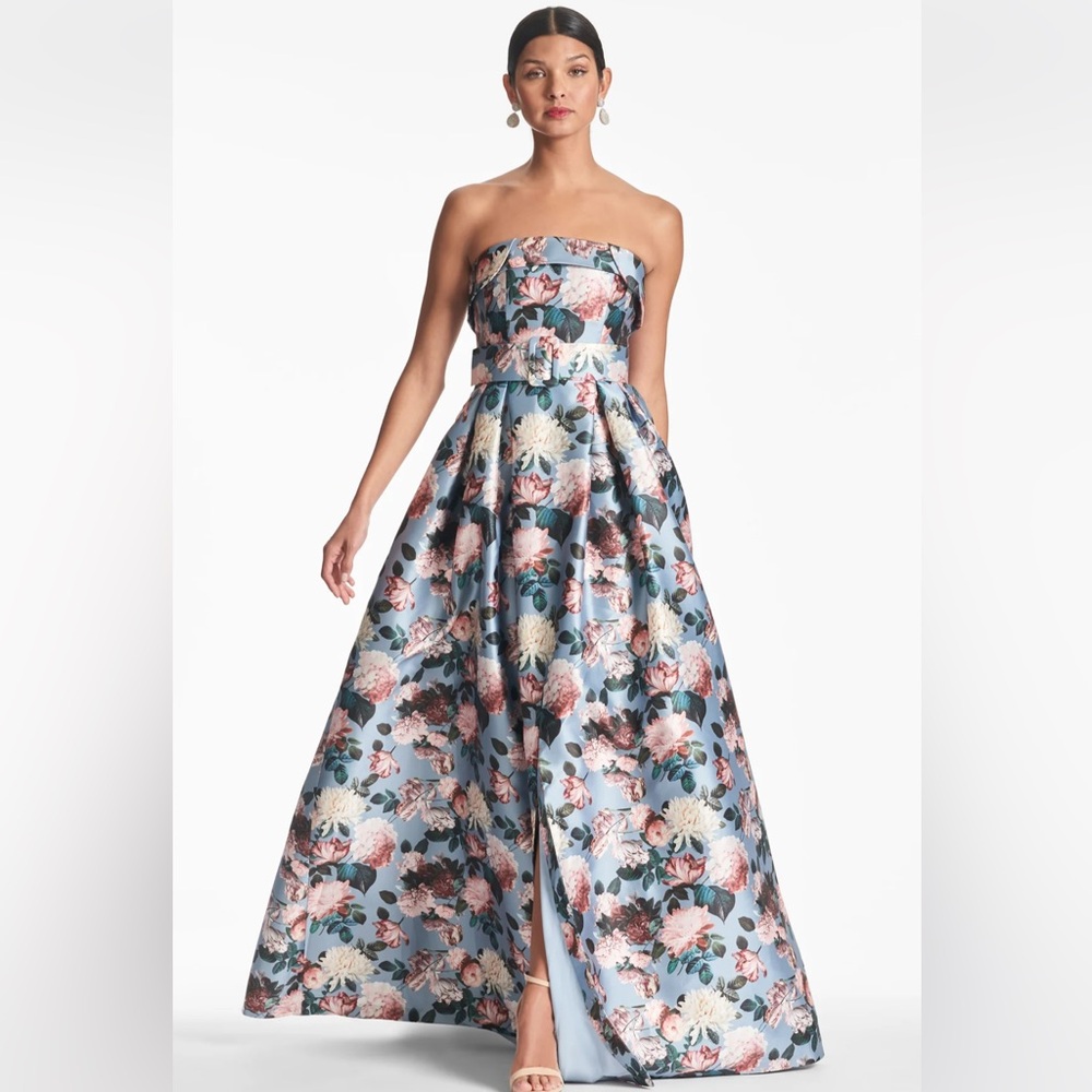 Sachin + Babi Strapless Gown - Ice Blue Garden